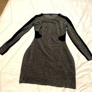 Express sparkle and black mesh dress